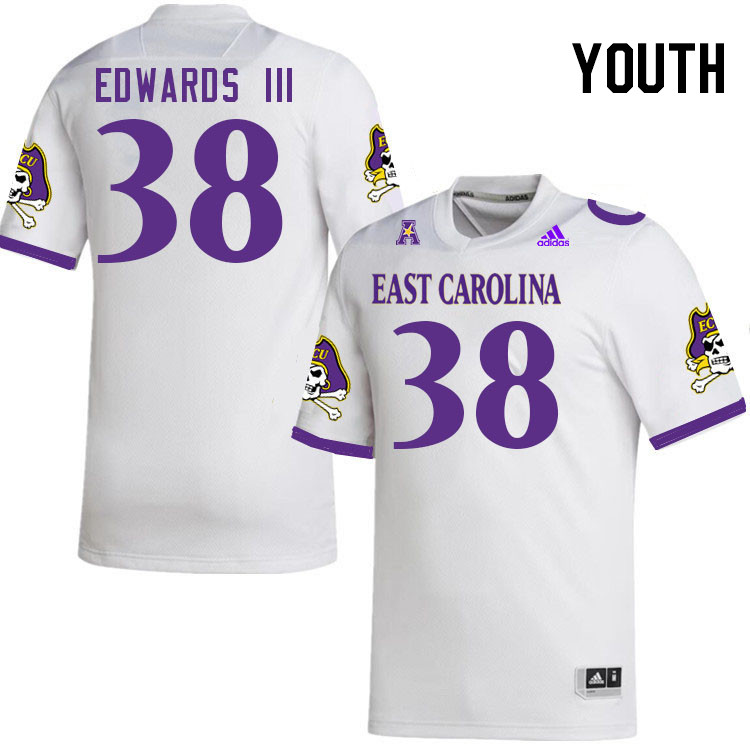 Youth #38 Mike Edwards III ECU Pirates 2023 College Football Jerseys Stitched-White